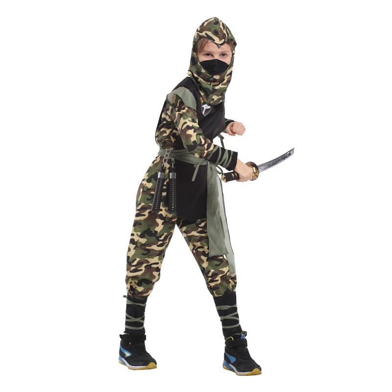 Amazon.co.jp: キッズ 迷彩服 子供 コスプレ衣装 忍者服セット 子供110